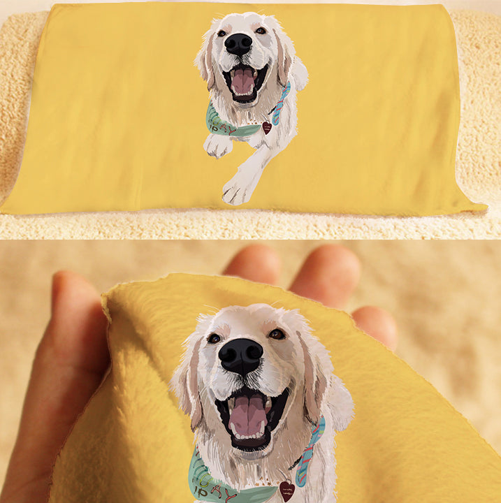 Custom Pet Portrait Fleece Blanket - GoMine