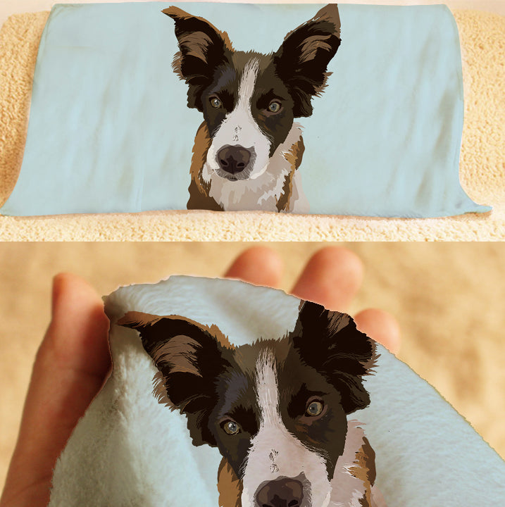 Custom Pet Portrait Fleece Blanket - GoMine